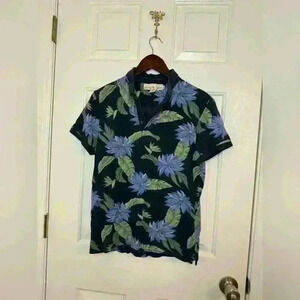 HAWAIIAN, polo, tropical, men’s small, fit women’s medium, Y2K